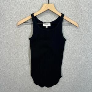 Moussy Vintage Bleed Speed Knit Tank Black Ribbed Cotton Blend Stretch Womens XS